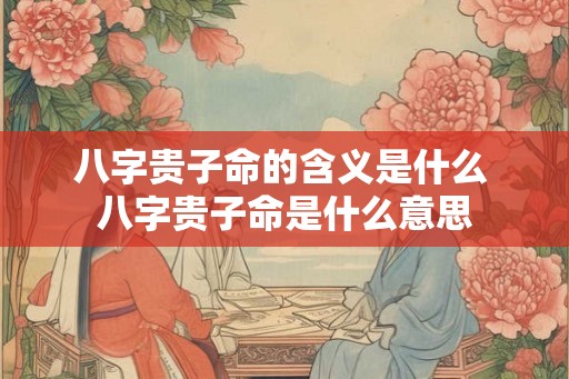 八字贵子命的含义是什么 八字贵子命是什么意思