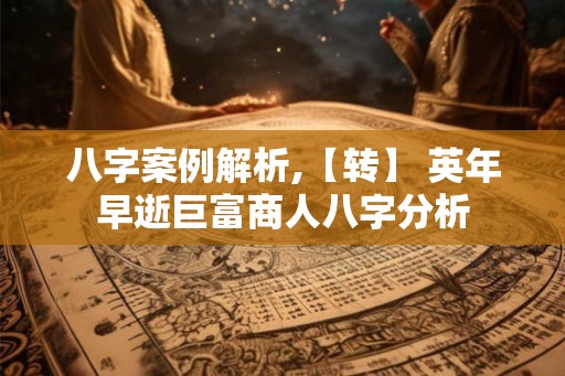 八字案例解析,【转】 英年早逝巨富商人八字分析