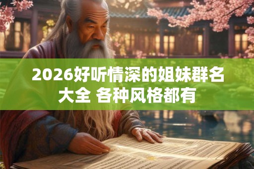 2026好听情深的姐妹群名大全 各种风格都有