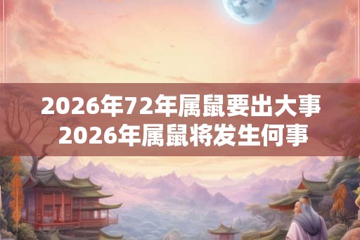 2026年72年属鼠要出大事 2026年属鼠将发生何事