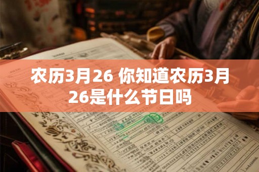 农历3月26 你知道农历3月26是什么节日吗