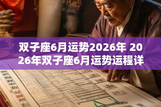 双子座6月运势2026年 2026年双子座6月运势运程详解 双子座6月运势2026年 2026年双子座6月运势运程详解