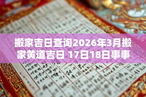 搬家吉日查询2026年3月搬家黄道吉日 17日18日事事顺利