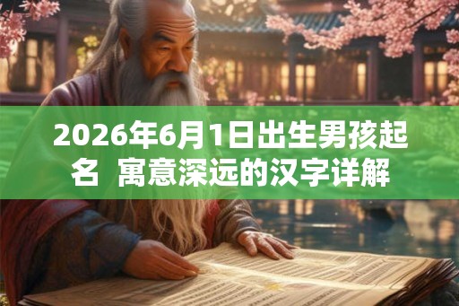 2026年6月1日出生男孩起名  寓意深远的汉字详解