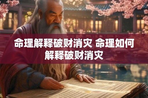 命理解释破财消灾 命理如何解释破财消灾