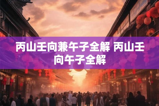 丙山壬向兼午子全解 丙山壬向午子全解