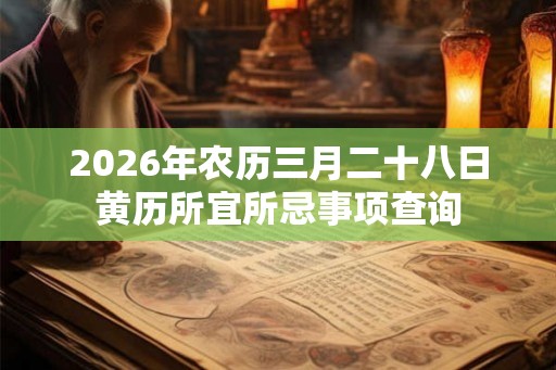 2026年农历三月二十八日黄历所宜所忌事项查询