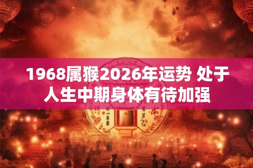 1968属猴2026年运势 处于人生中期身体有待加强