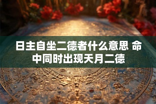 日主自坐二德者什么意思 命中同时出现天月二德