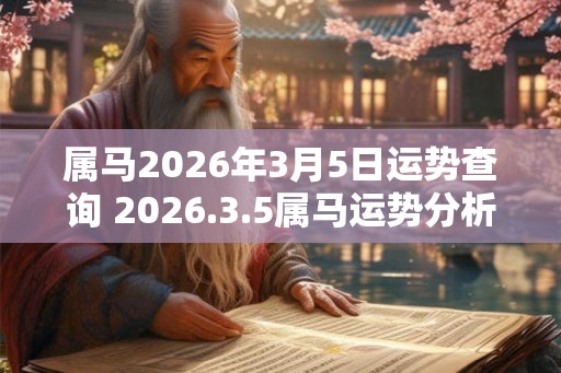 属马2026年3月5日运势查询 2026.3.5属马运势分析