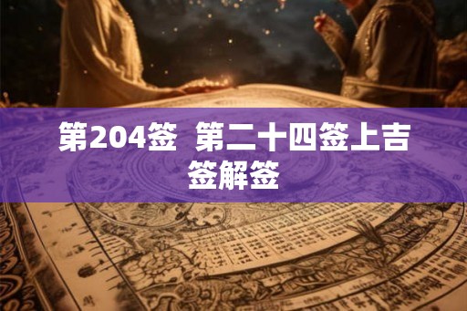 第204签 第二十四签上吉签解签 第204签 第二十四签上吉签解签