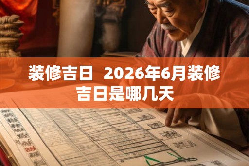 装修吉日  2026年6月装修吉日是哪几天