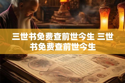 三世书免费查前世今生 三世书免费查前世今生