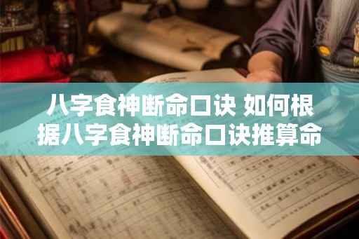 八字食神断命口诀 如何根据八字食神断命口诀推算命运