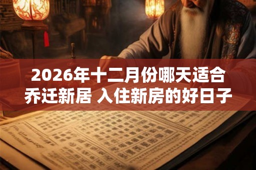 2026年十二月份哪天适合乔迁新居 入住新房的好日子