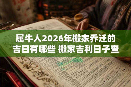 属牛人2026年搬家乔迁的吉日有哪些 搬家吉利日子查询