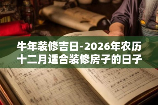 牛年装修吉日-2026年农历十二月适合装修房子的日子查询