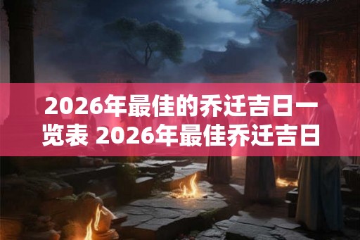 2026年最佳的乔迁吉日一览表 2026年最佳乔迁吉日是哪几天