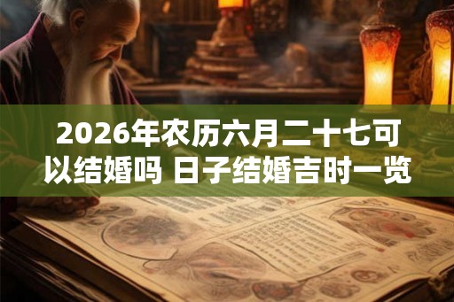 2026年农历六月二十七可以结婚吗 日子结婚吉时一览