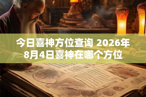 今日喜神方位查询 2026年8月4日喜神在哪个方位 今日喜神方位查询 2026年8月4日喜神在哪个方位