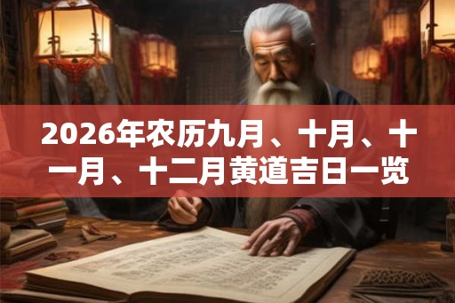 2026年农历九月、十月、十一月、十二月黄道吉日一览表！