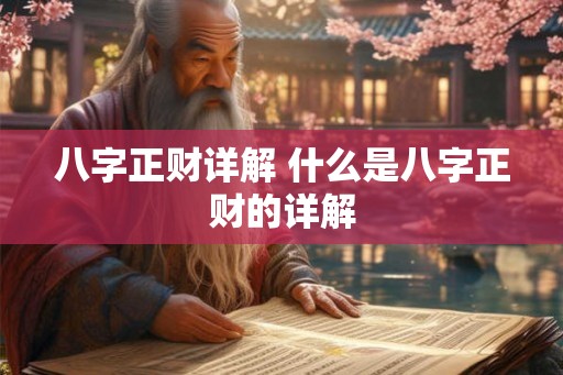八字正财详解 什么是八字正财的详解