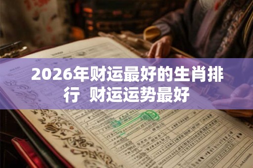 2026年财运最好的生肖排行  财运运势最好