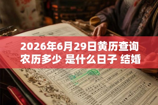 2026年6月29日黄历查询 农历多少 是什么日子 结婚吉时 2026年6月29日黄历查询 农历多少 是什么日子 结婚吉时