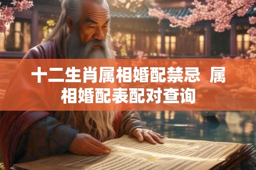 十二生肖属相婚配禁忌  属相婚配表配对查询