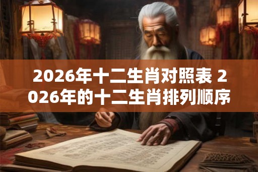2026年十二生肖对照表 2026年的十二生肖排列顺序是什么