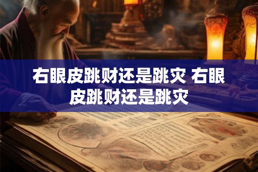 右眼皮跳财还是跳灾 右眼皮跳财还是跳灾