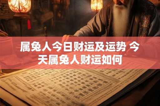 属兔人今日财运及运势 今天属兔人财运如何