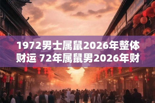 1972男士属鼠2026年整体财运 72年属鼠男2026年财运如何