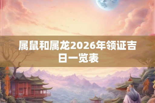 属鼠和属龙2026年领证吉日一览表