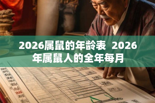 2026属鼠的年龄表  2026年属鼠人的全年每月