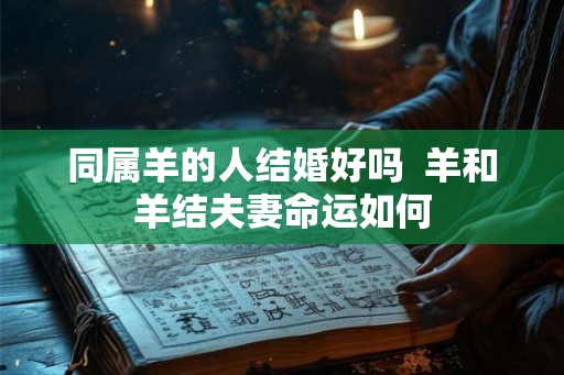 同属羊的人结婚好吗  羊和羊结夫妻命运如何