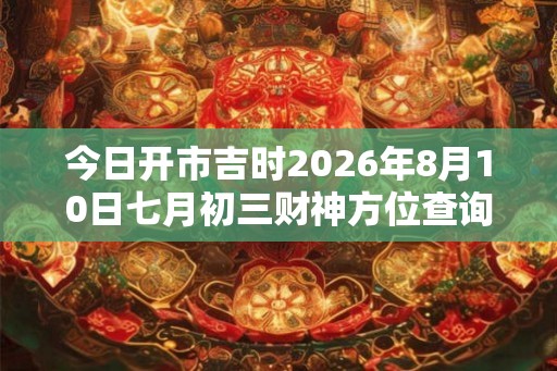 今日开市吉时2026年8月10日七月初三财神方位查询