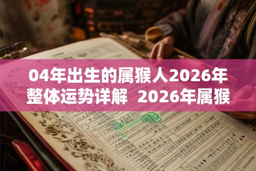 04年出生的属猴人2026年整体运势详解  2026年属猴运势好吗