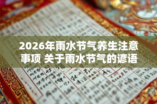 2026年雨水节气养生注意事项 关于雨水节气的谚语