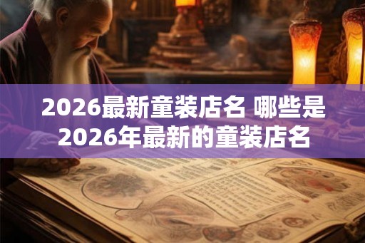 2026最新童装店名 哪些是2026年最新的童装店名