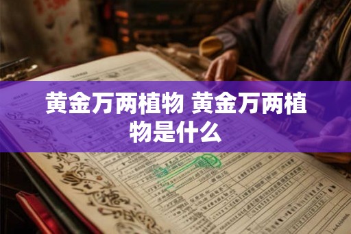 黄金万两植物 黄金万两植物是什么