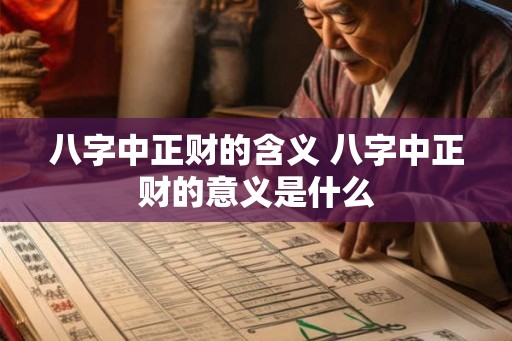 八字中正财的含义 八字中正财的意义是什么