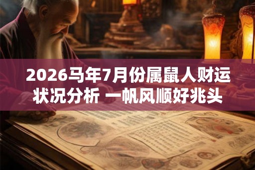 2026马年7月份属鼠人财运状况分析 一帆风顺好兆头