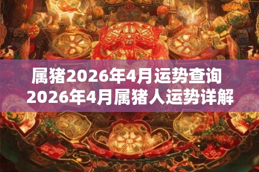 属猪2026年4月运势查询 2026年4月属猪人运势详解 属猪2026年4月运势查询 2026年4月属猪人运势详解