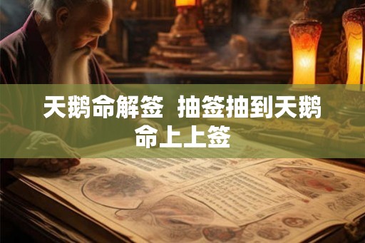 天鹅命解签  抽签抽到天鹅命上上签