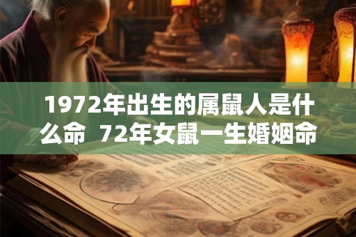 1972年出生的属鼠人是什么命 72年女鼠一生婚姻命运 1972年出生的属鼠人是什么命 72年女鼠一生婚姻命运