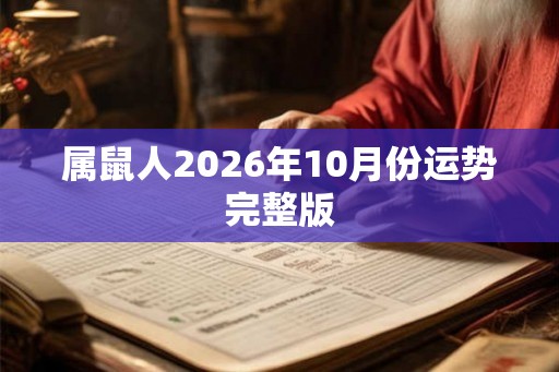 属鼠人2026年10月份运势完整版
