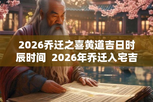 2026乔迁之喜黄道吉日时辰时间  2026年乔迁入宅吉日