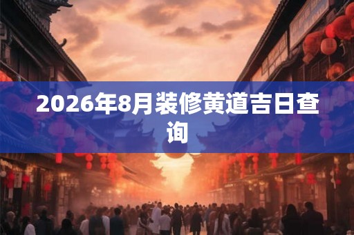 2026年8月装修黄道吉日查询