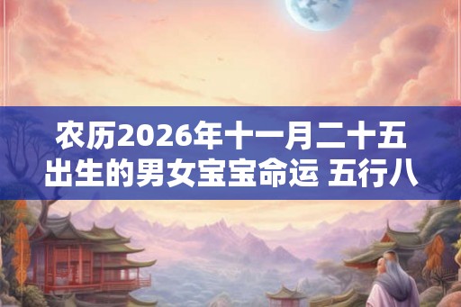 农历2026年十一月二十五出生的男女宝宝命运 五行八字起名参考